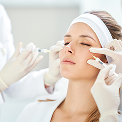 A scene of medical cosmetology treatments botox injection